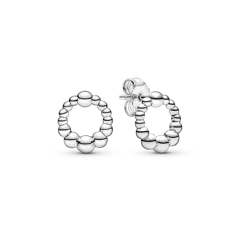 pandora silver earrings beaded circle studs