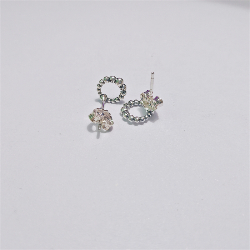 pandora silver earrings beaded circle studs