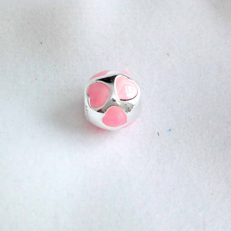 pandora 925 ale sterling silver pink enamelled hearts charm bead