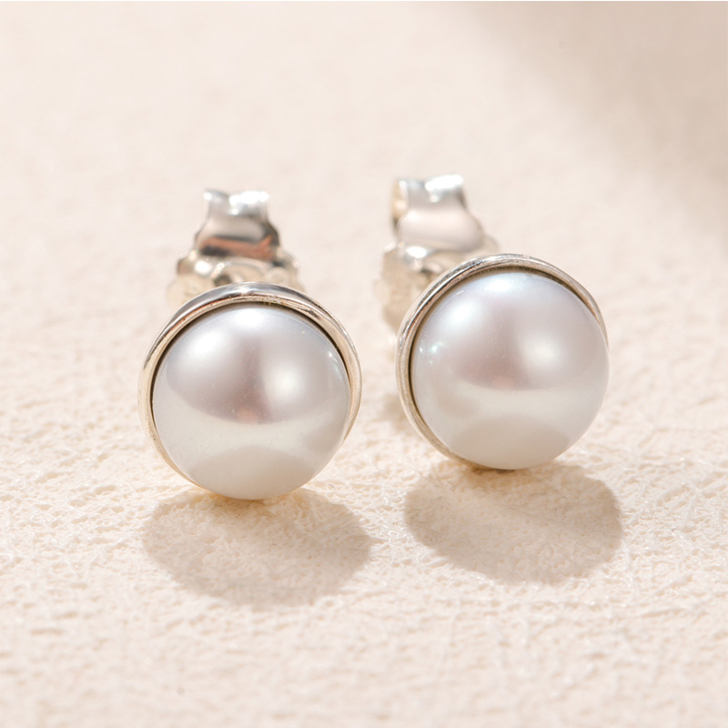 pandora earrings elegant beauty white pearl hinge bx retired