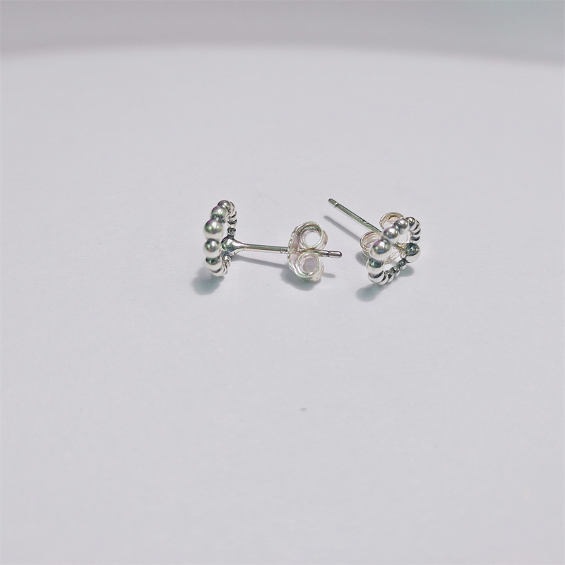 pandora silver earrings beaded circle studs