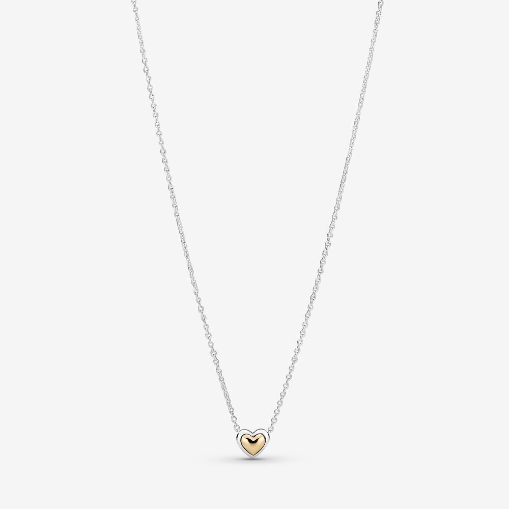 PANDORA Schmuck Silber Damen-Kette Gewölbtes Goldherz