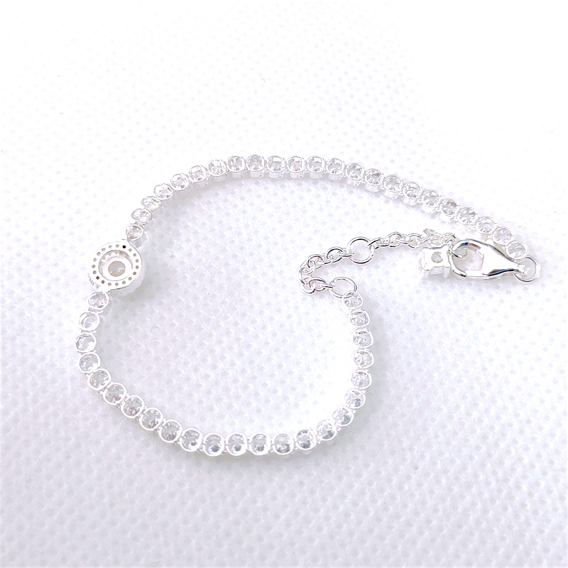 PANDORA 925 Silver Sparkling Halo Tennis Bracelet