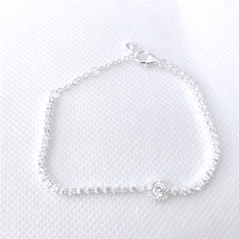 PANDORA 925 Silver Sparkling Halo Tennis Bracelet