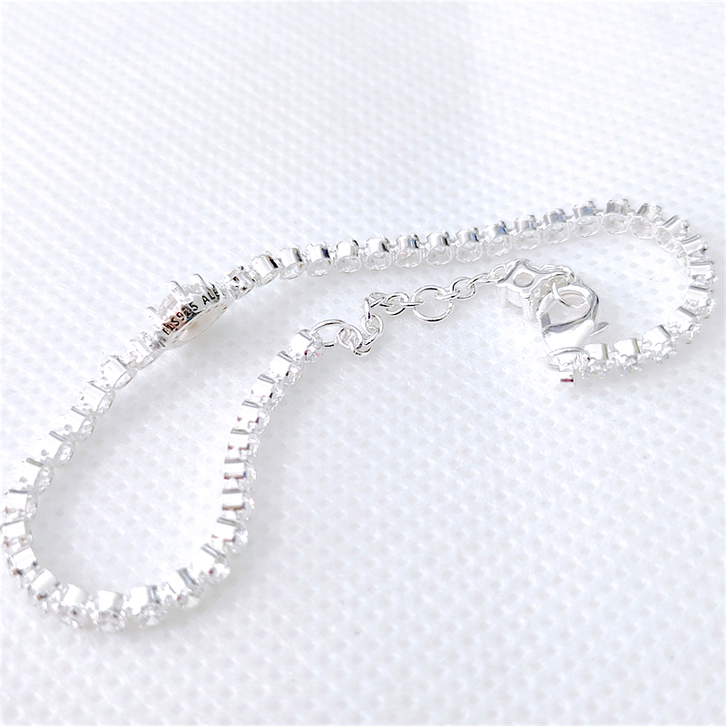 PANDORA 925 Silver Sparkling Halo Tennis Bracelet