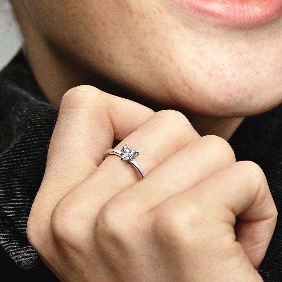 Pandora Ring Silver Sparkling Heart Ring
