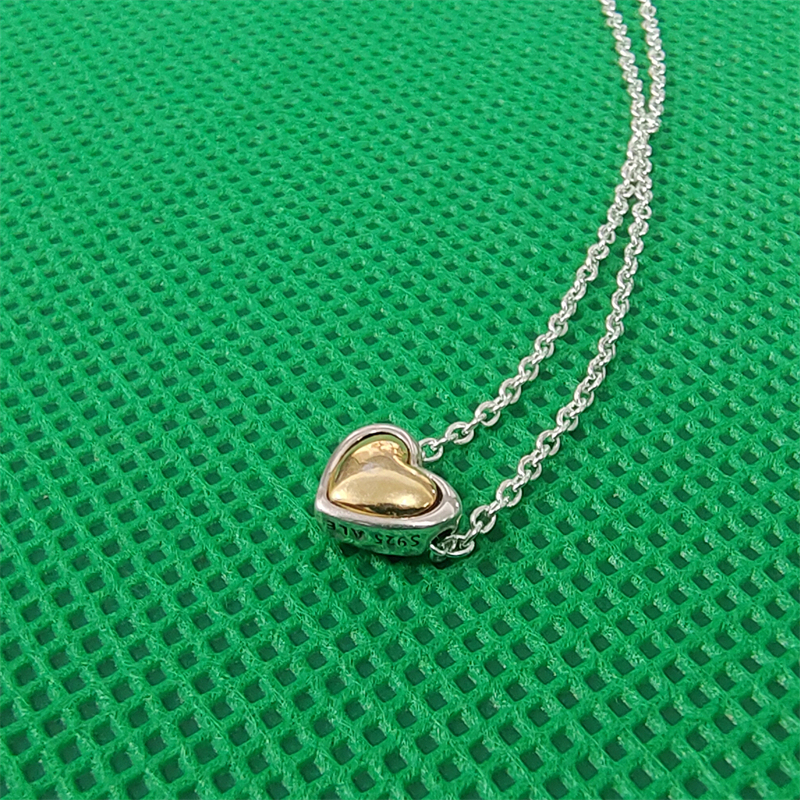 PANDORA Schmuck Silber Damen-Kette Gewölbtes Goldherz