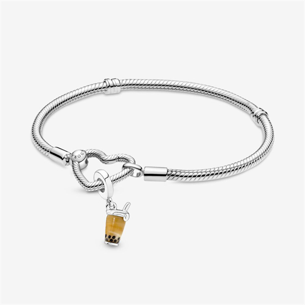 Pandora Moments Heart Closure Snake Chain Bracelet Pendant