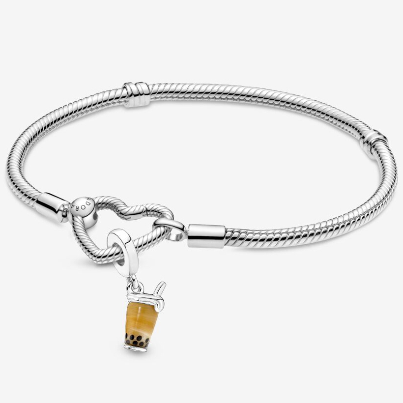 Pandora Moments Heart Closure Snake Chain Bracelet Pendant