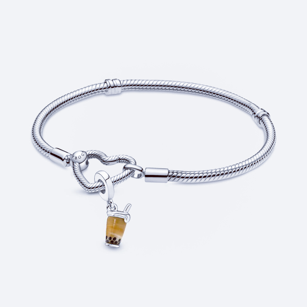 Pandora Moments Heart Closure Snake Chain Bracelet Pendant