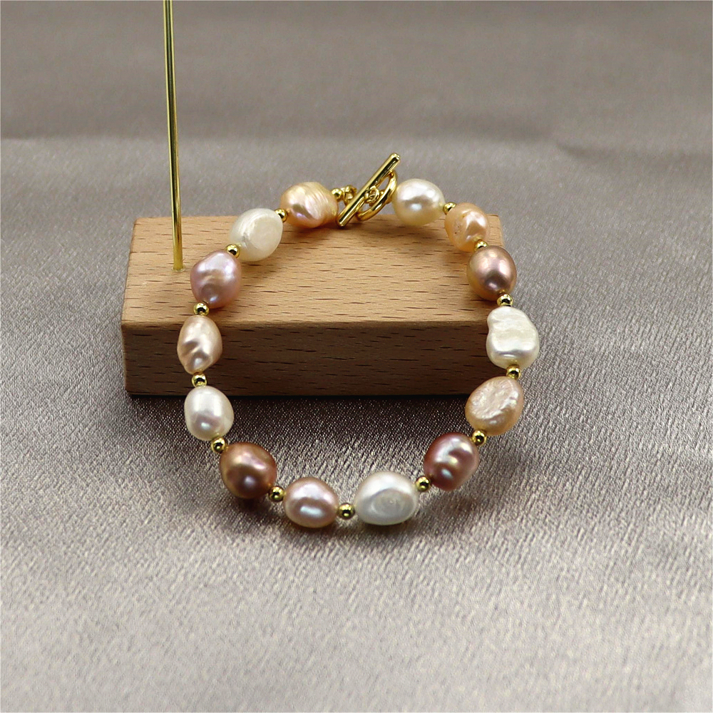 Natural Freshwater Pearl Bracelet - Pink, White, and Grey Pearls Bracelet