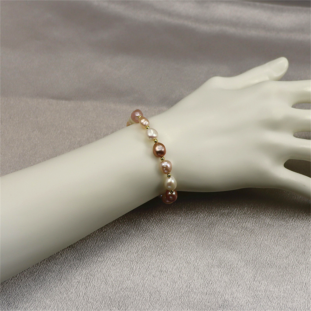 Natural Freshwater Pearl Bracelet - Pink, White, and Grey Pearls Bracelet