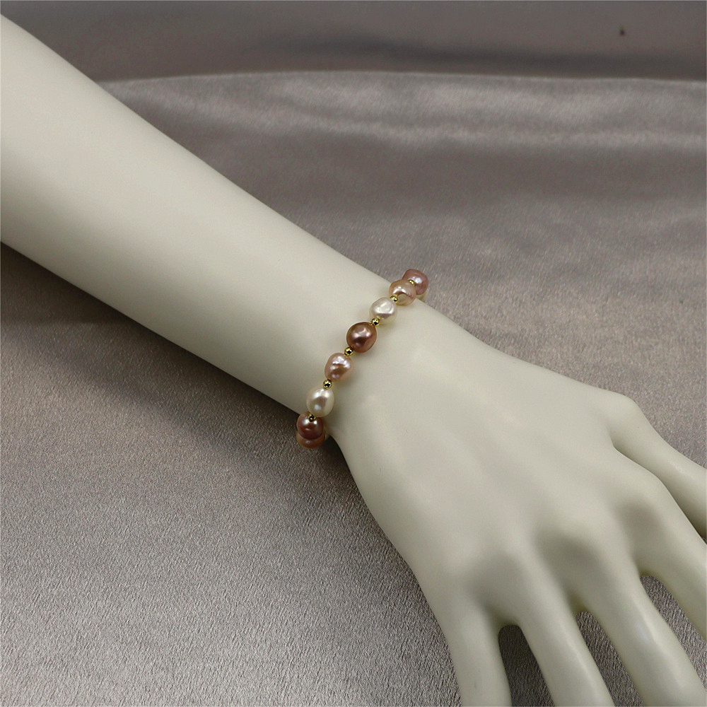 Natural Freshwater Pearl Bracelet - Pink, White, and Grey Pearls Bracelet