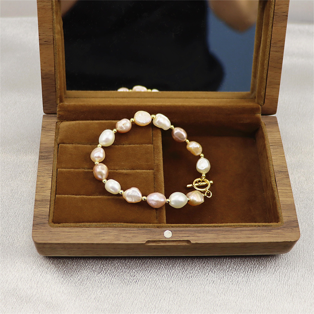 Natural Freshwater Pearl Bracelet - Pink, White, and Grey Pearls Bracelet