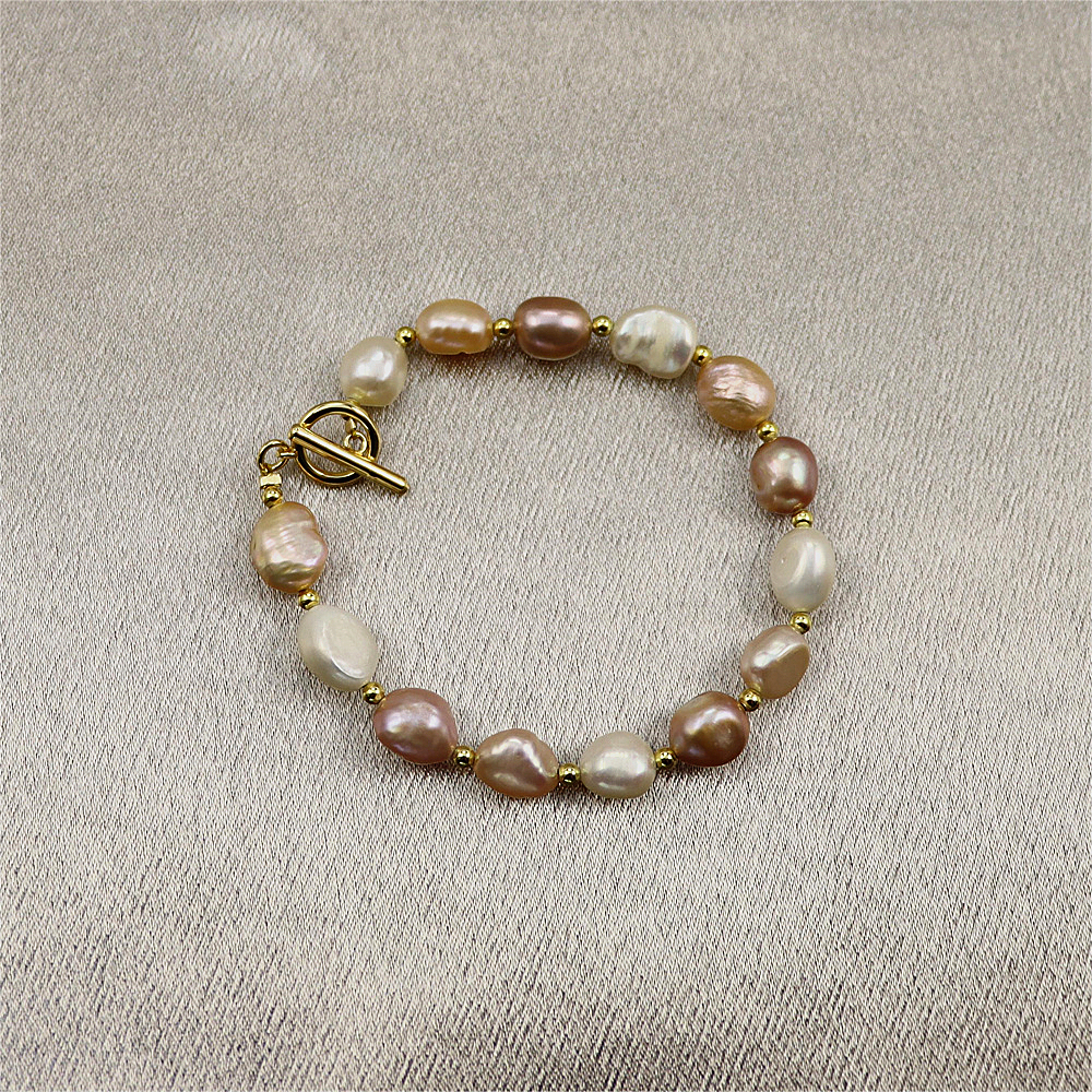 Natural Freshwater Pearl Bracelet - Pink, White, and Grey Pearls Bracelet