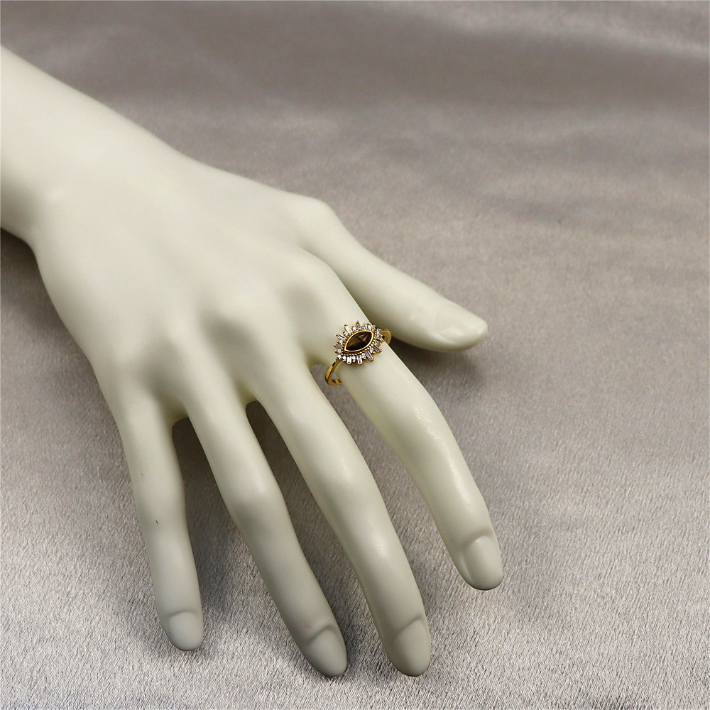 Gold Natural Marquise Tiger Eye Ring, Sterling Silver Evil Eye Ring, Lucky Eye Ring, Protection Ring, Dainty Stackable Ring, Gift for Her