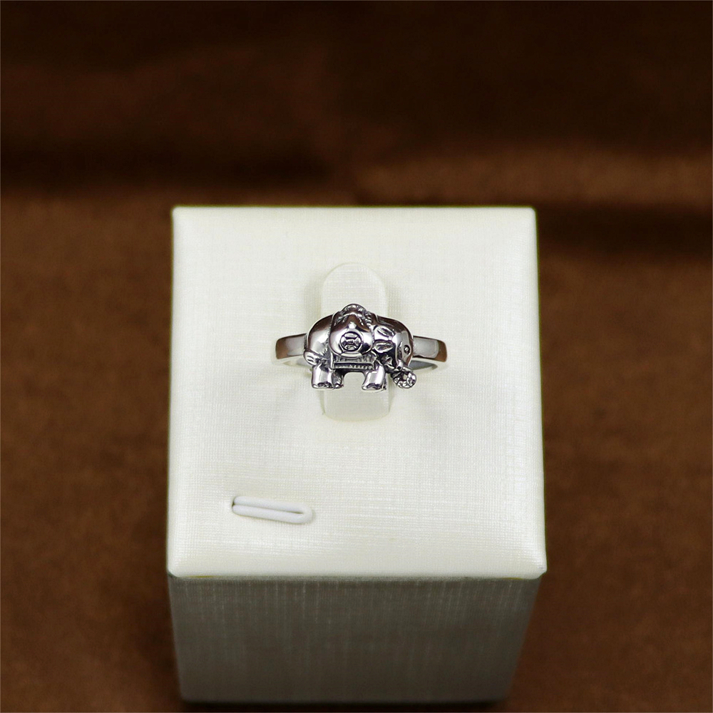 S925 Sterling Silver Elephant Ring Vintage Ring Nepalese National Culture Bohemian Ring Adjustable Opening