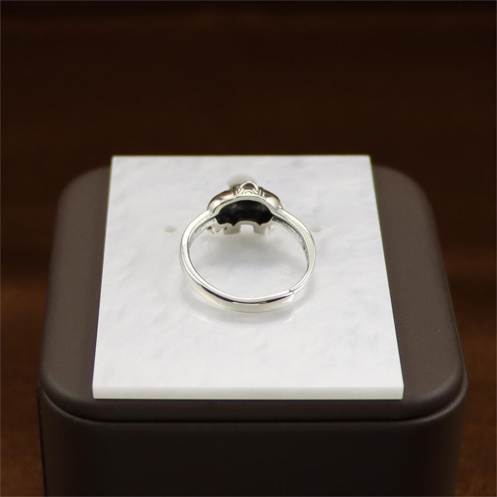 S925 Sterling Silver Elephant Ring Vintage Ring Nepalese National Culture Bohemian Ring Adjustable Opening