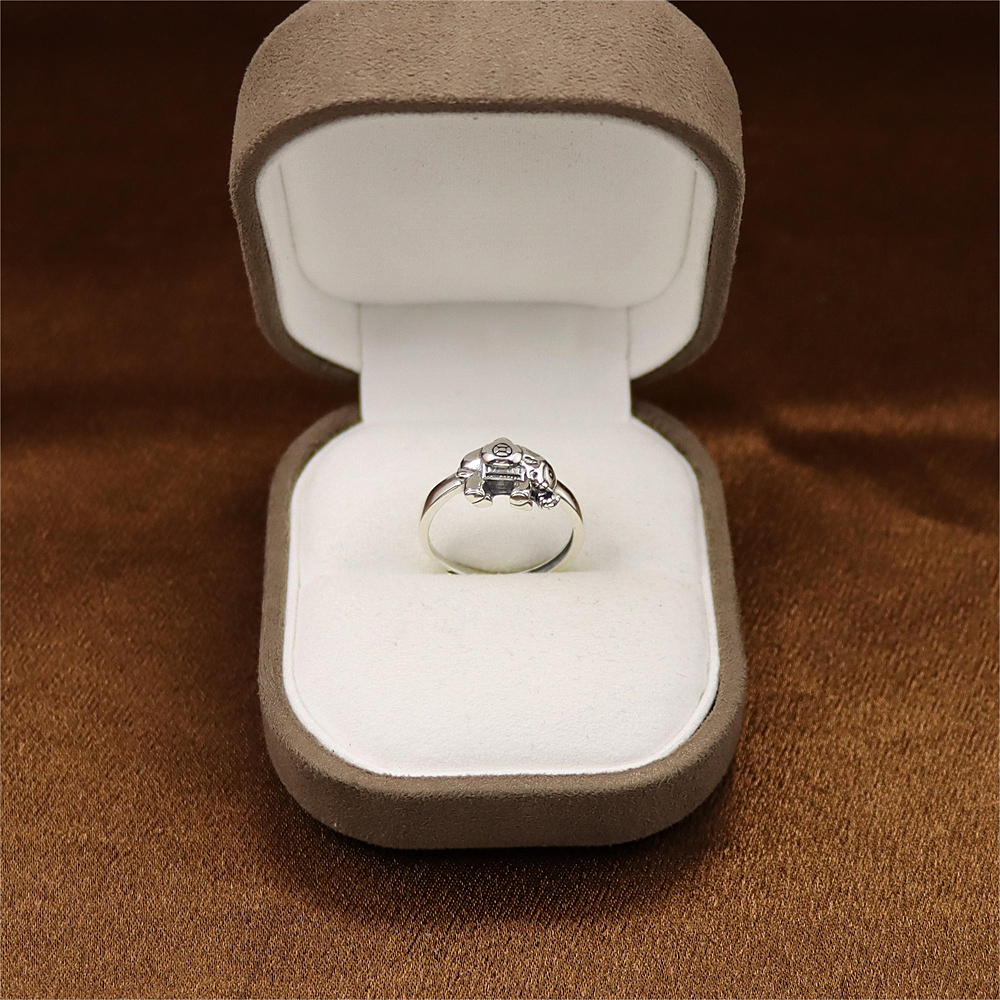S925 Sterling Silver Elephant Ring Vintage Ring Nepalese National Culture Bohemian Ring Adjustable Opening