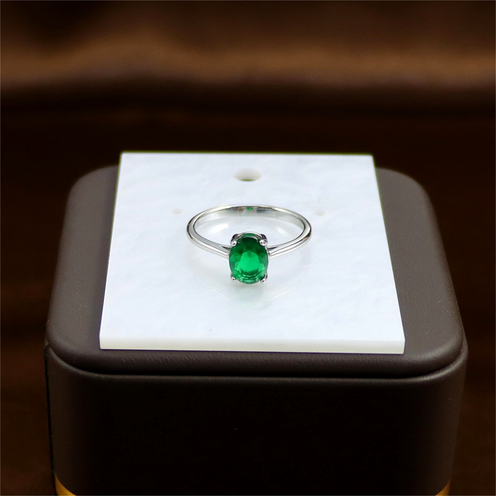Emerald Green Gemstone in Adjustable Sterling Silver, May Birthstone Ring
