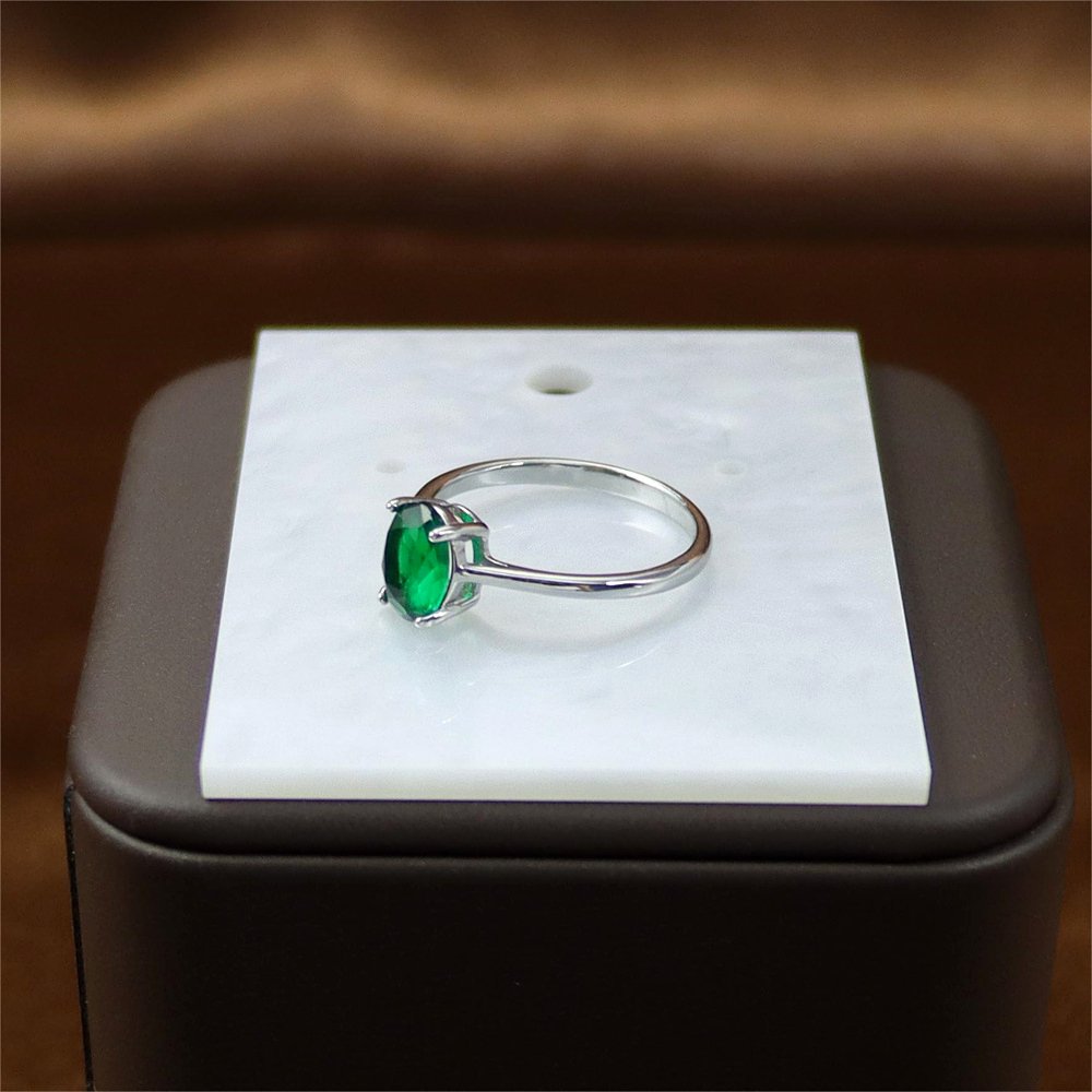 Emerald Green Gemstone in Adjustable Sterling Silver, May Birthstone Ring