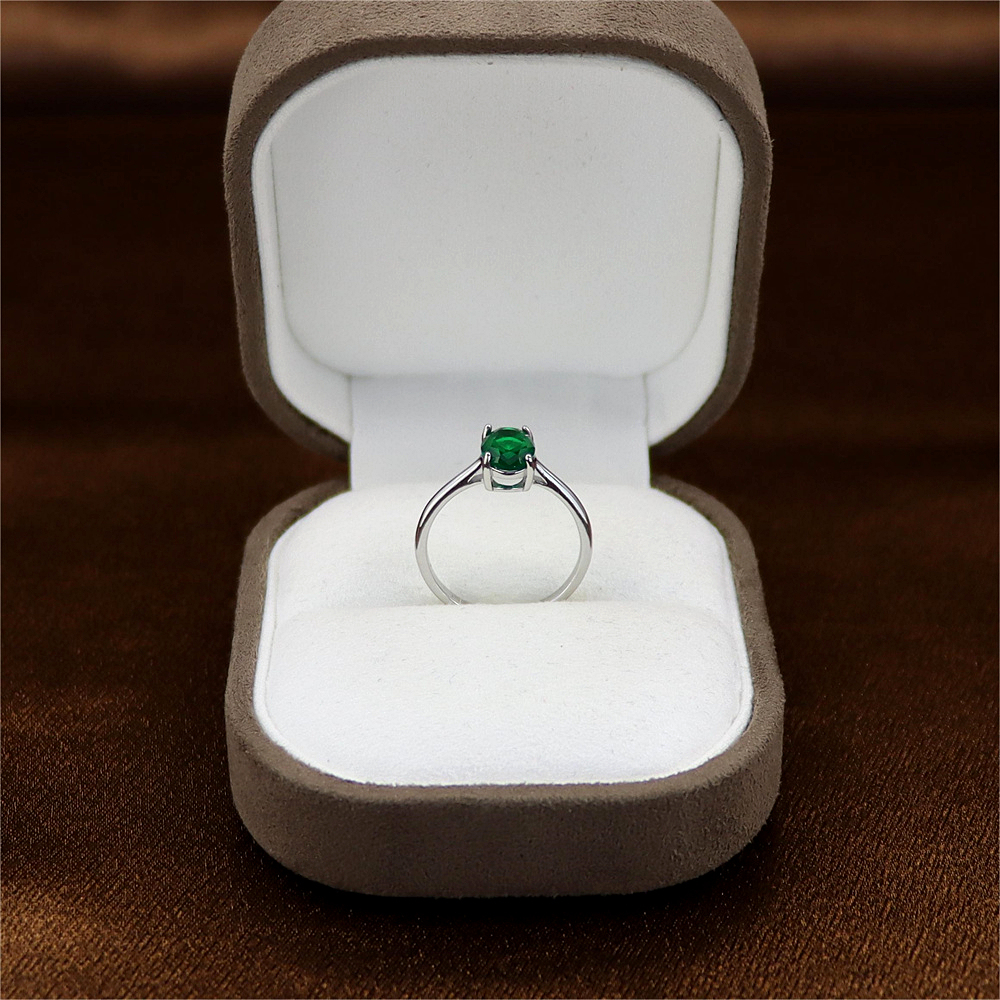 Emerald Green Gemstone in Adjustable Sterling Silver, May Birthstone Ring