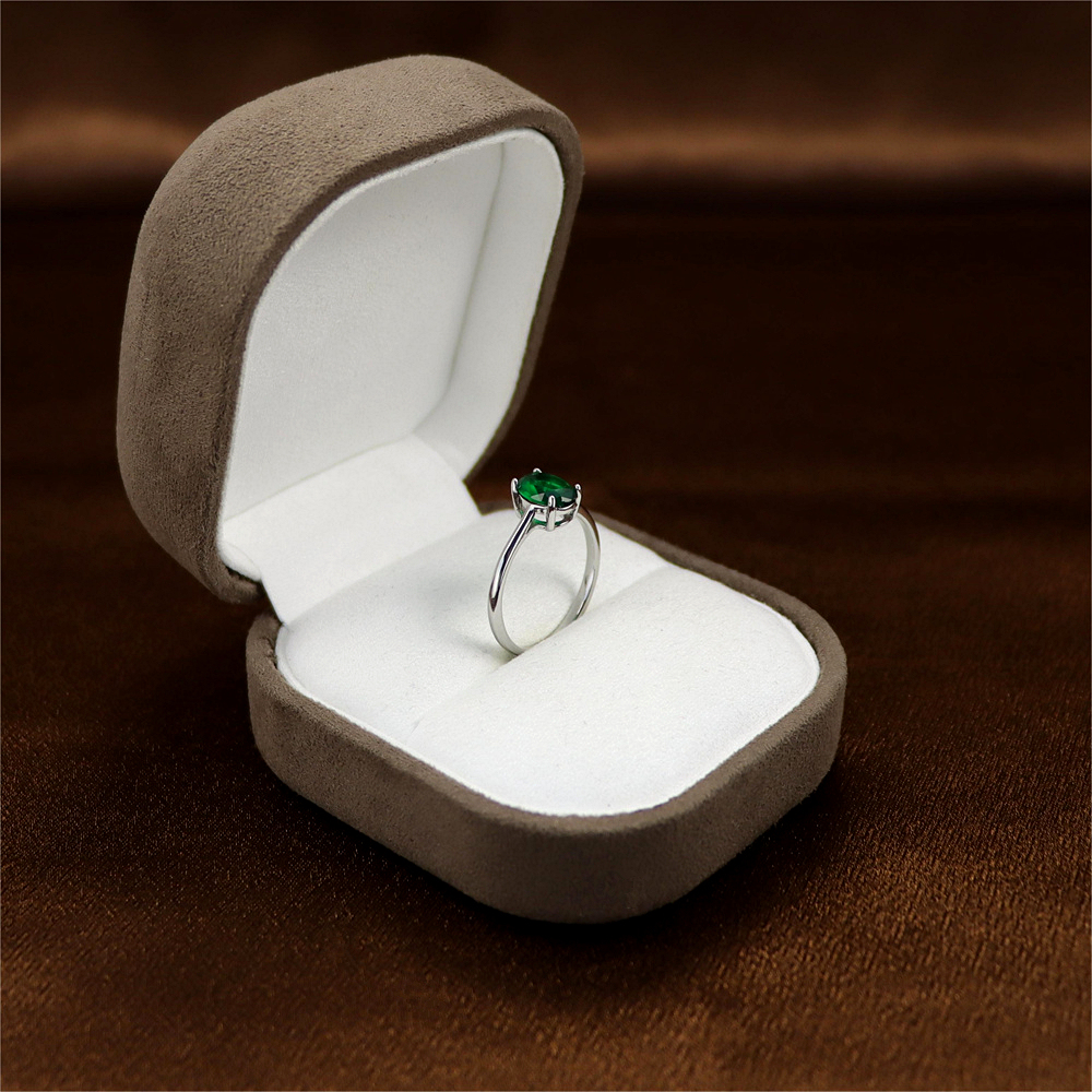 Emerald Green Gemstone in Adjustable Sterling Silver, May Birthstone Ring
