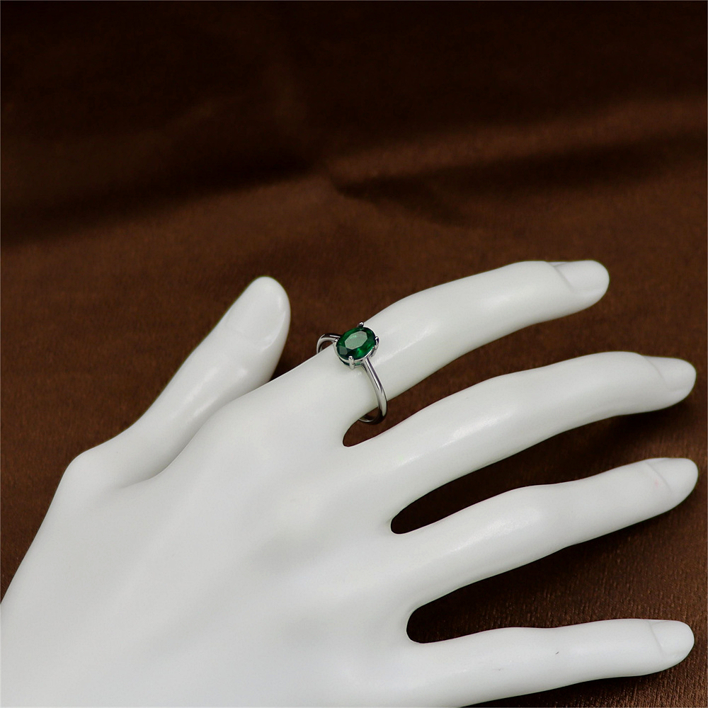 Emerald Green Gemstone in Adjustable Sterling Silver, May Birthstone Ring