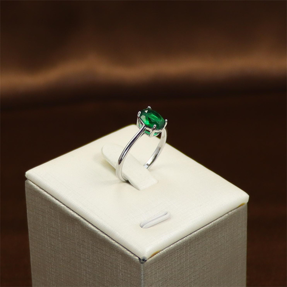 Emerald Green Gemstone in Adjustable Sterling Silver, May Birthstone Ring