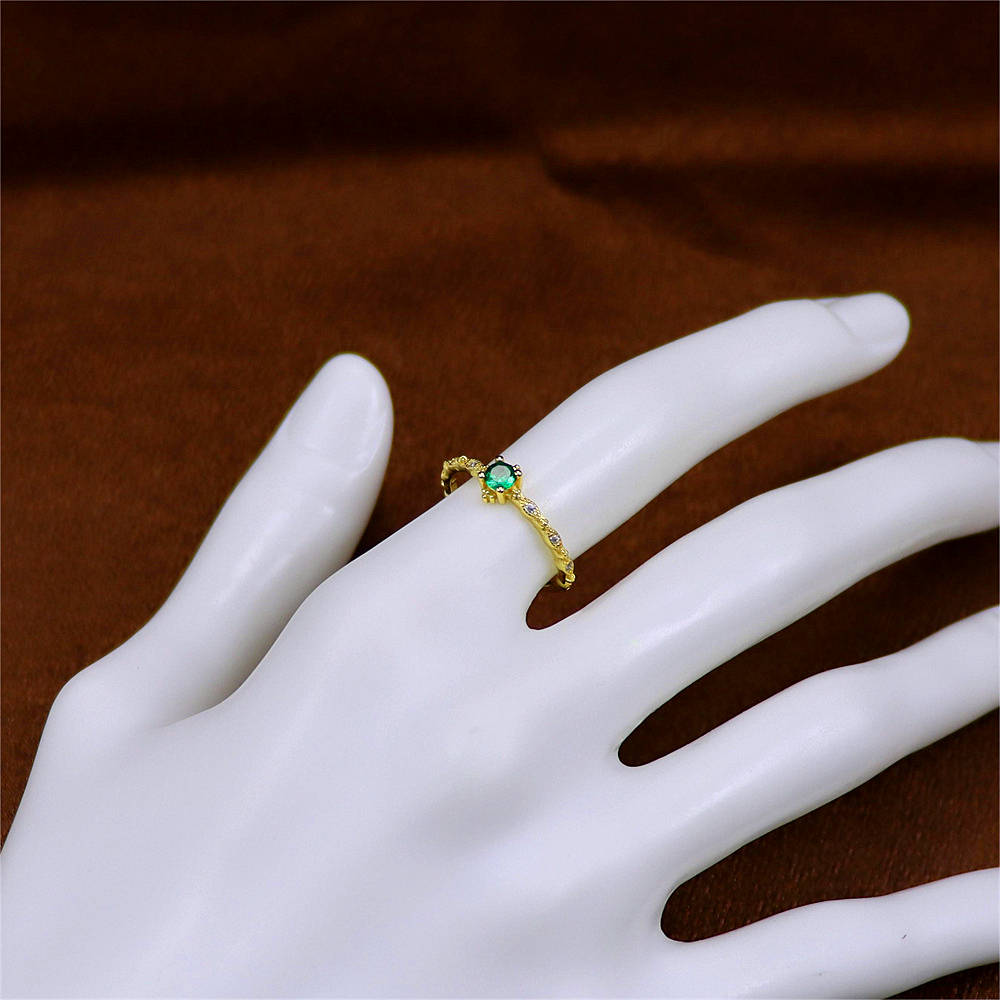 Vintage Inspired Emerald Green CZ Ring in Sterling Silver   Marquise Ring Delicate Emerald Ring