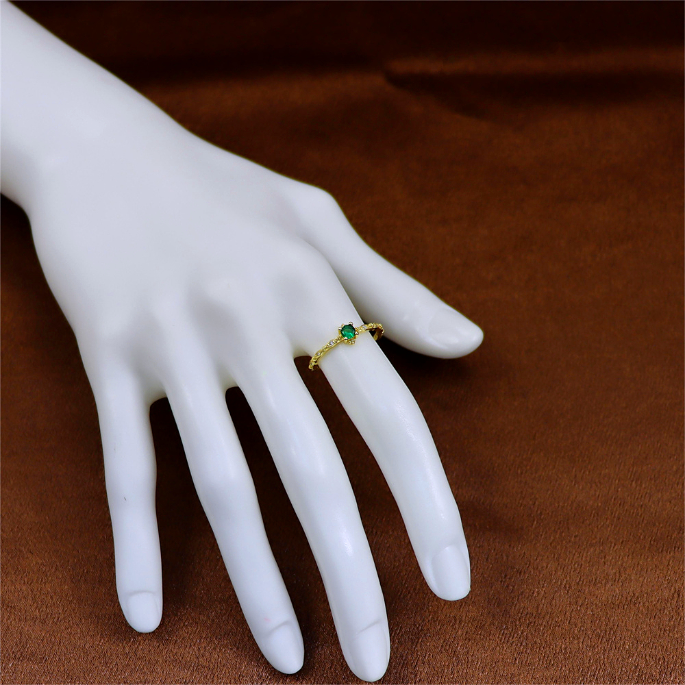 Vintage Inspired Emerald Green CZ Ring in Sterling Silver   Marquise Ring Delicate Emerald Ring