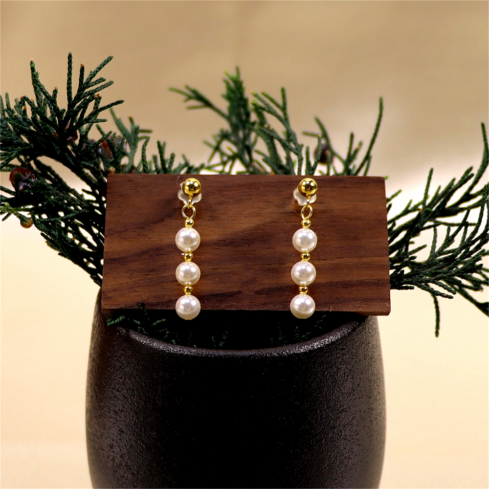 Natural Freshwater Pearl Sterling Silver Dangle Earrings - Gold Plated Genuine Pearl Studs, Bridal Drop Earrings, Gift for Her