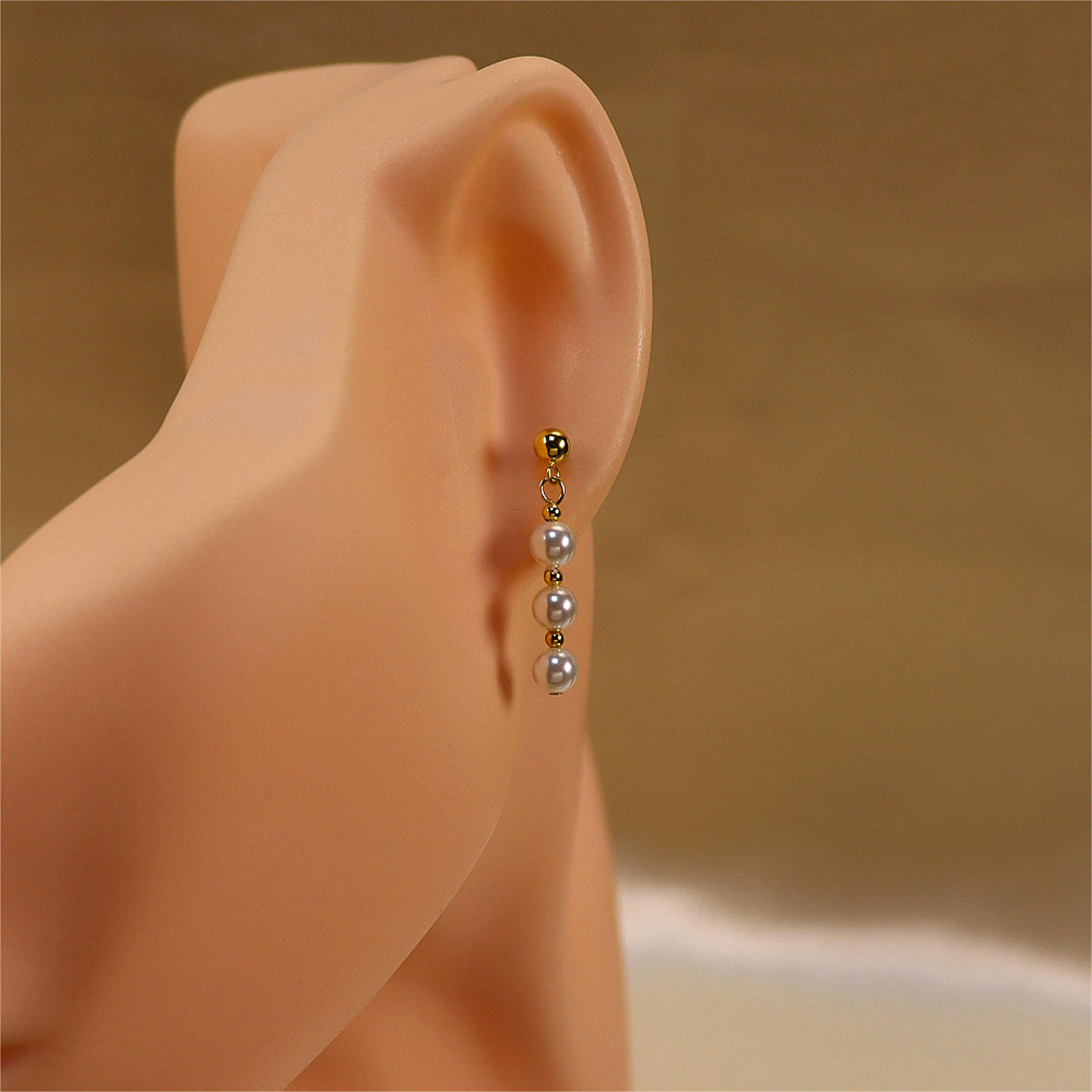 Natural Freshwater Pearl Sterling Silver Dangle Earrings - Gold Plated Genuine Pearl Studs, Bridal Drop Earrings, Gift for Her