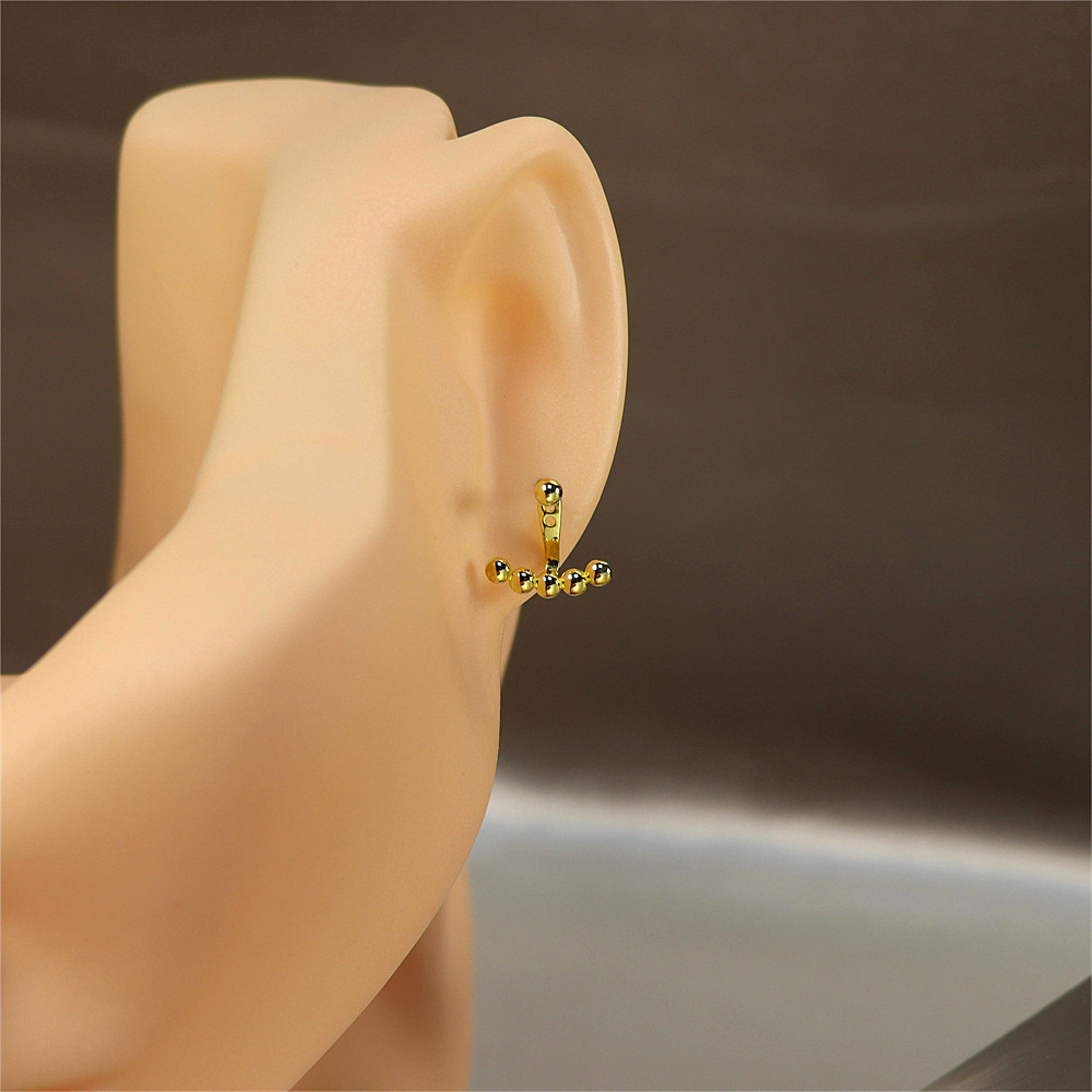 Silver Ball Ear Jacket - Arc Ear Climber, Tiny Ball Studs, Two-Way Geometric Front Back Earrings