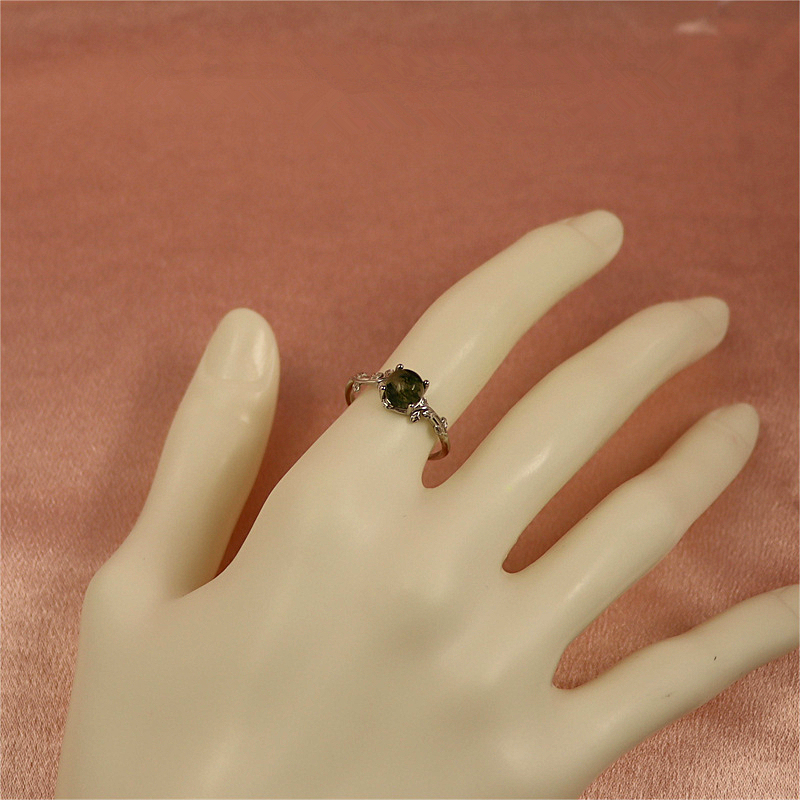 Oval Cut Moss Agate Engagement Ring - Leaf and Vine Design, White Gold Nature-Inspired Alternative Gemstone Promise Ring