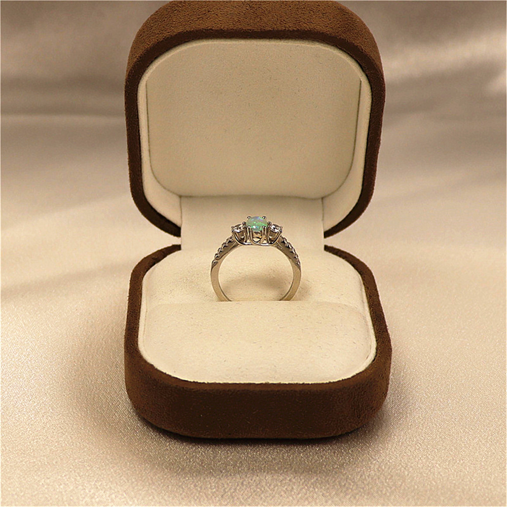 Silver S925 Set with Colorful Diamond Aobao Opal Stone Three Diamond Shining Women's Ring and Diamond Ring