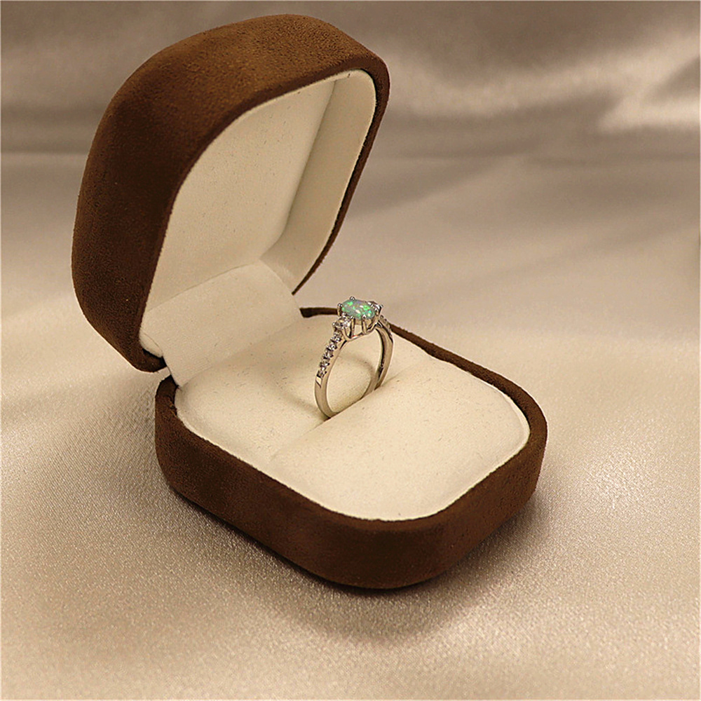 Silver S925 Set with Colorful Diamond Aobao Opal Stone Three Diamond Shining Women's Ring and Diamond Ring