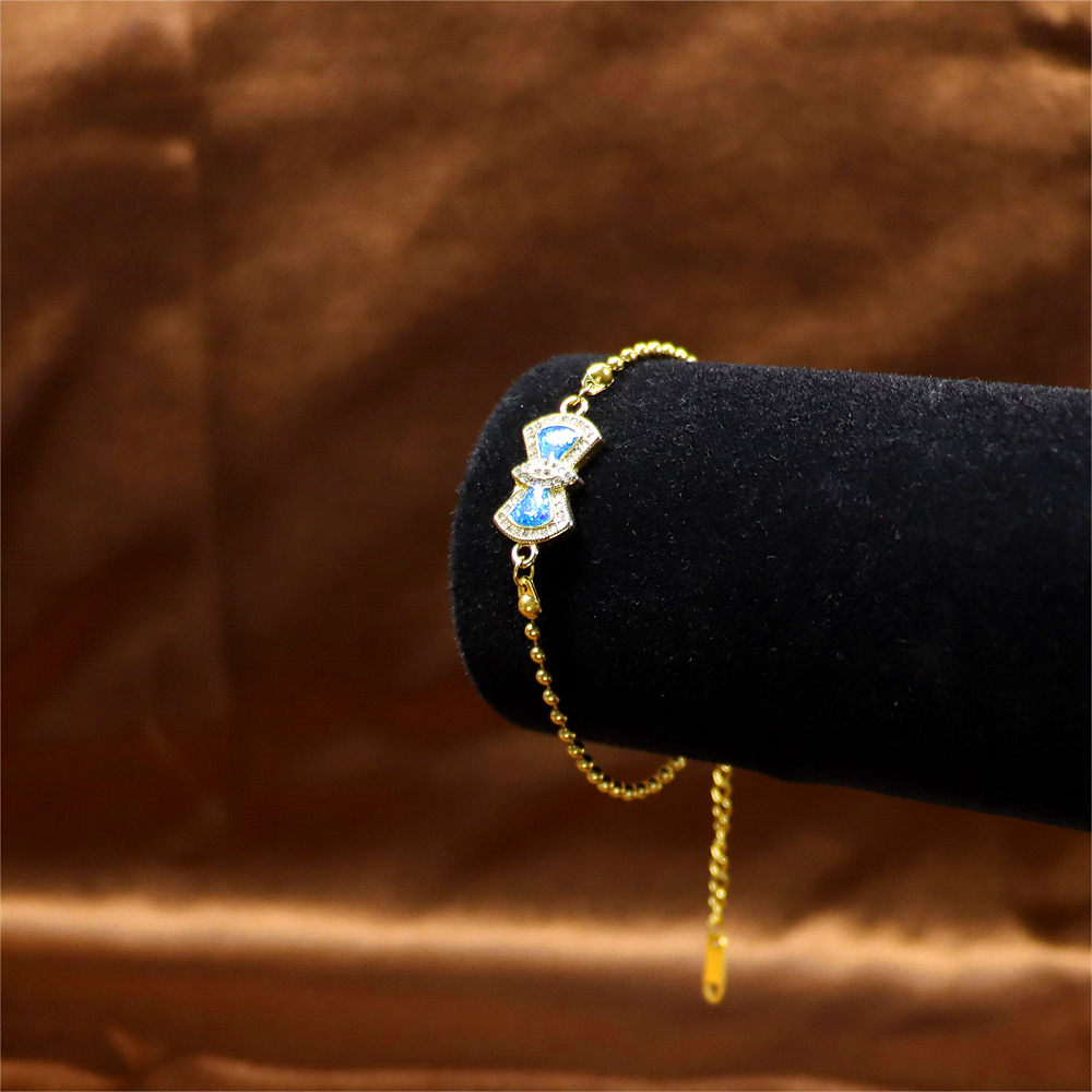 Women's Personalized Opal Copper-Plated Bow Pendant Bracelet – Fashionable Jewelry
