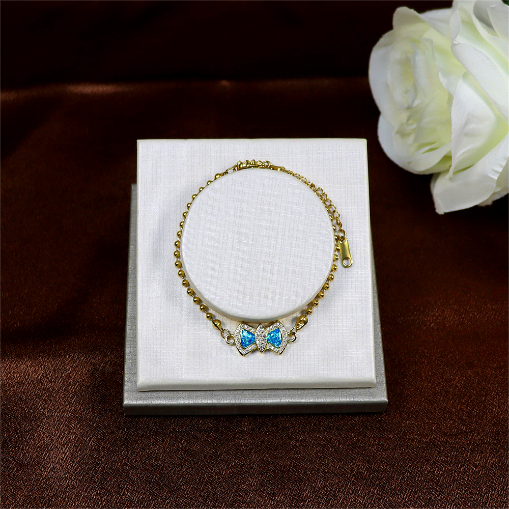 Women's Personalized Opal Copper-Plated Bow Pendant Bracelet – Fashionable Jewelry