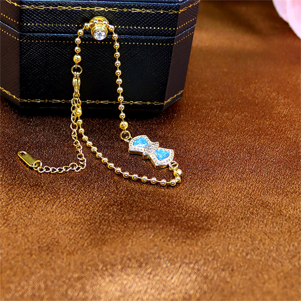 Women's Personalized Opal Copper-Plated Bow Pendant Bracelet – Fashionable Jewelry