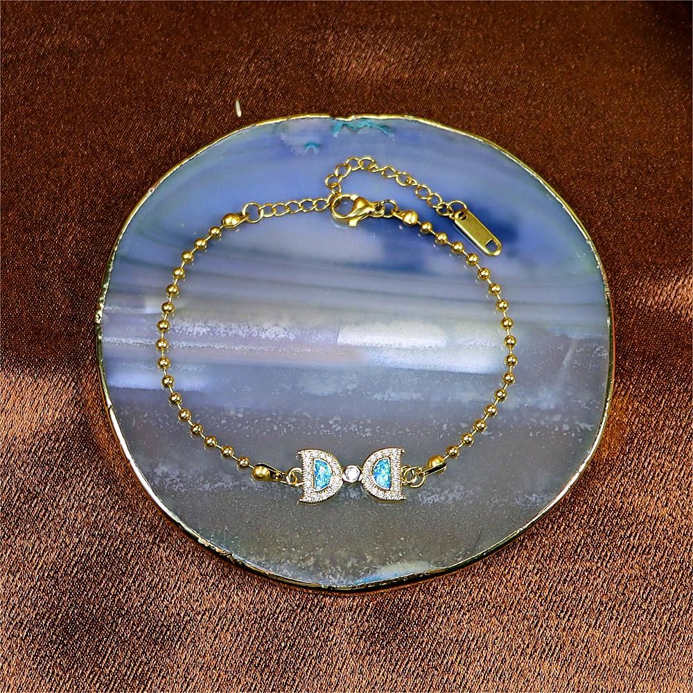 Opal Copper Gold-Plated Bow Pendant Bracelet – Stylish and Trendy Jewelry