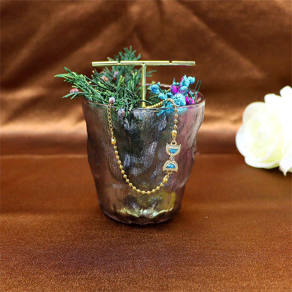 Opal Copper Gold-Plated Bow Pendant Bracelet – Stylish and Trendy Jewelry