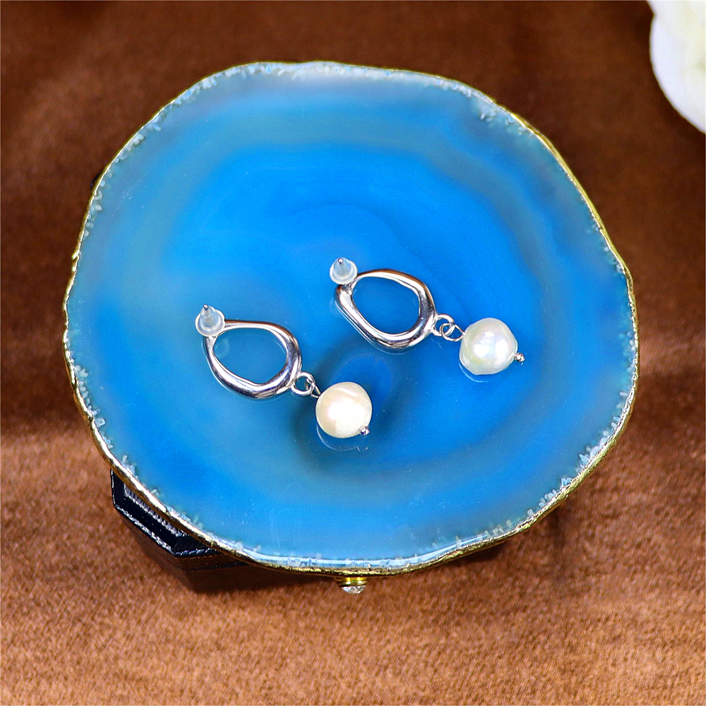 Freshwater Pearl Drop Stud Earrings - Baroque Pearls with Sterling Silver and Gold Plating, Modern Design Earrings