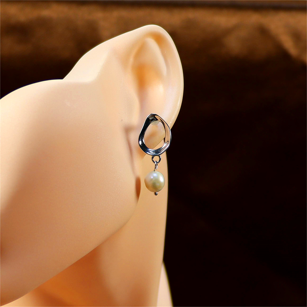Freshwater Pearl Drop Stud Earrings - Baroque Pearls with Sterling Silver and Gold Plating, Modern Design Earrings