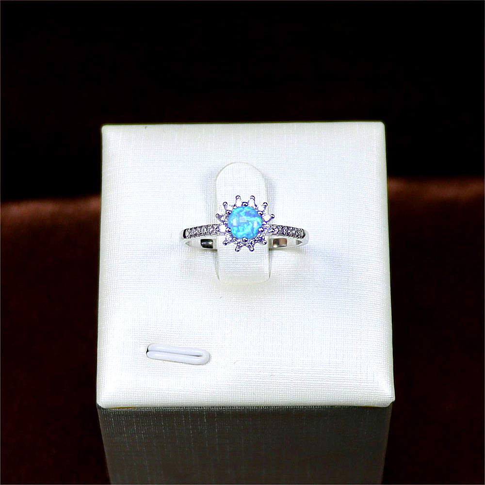 Silver S925 Set Colorful Diamond Opal Stone Broken Diamond Hollow Women's Ring