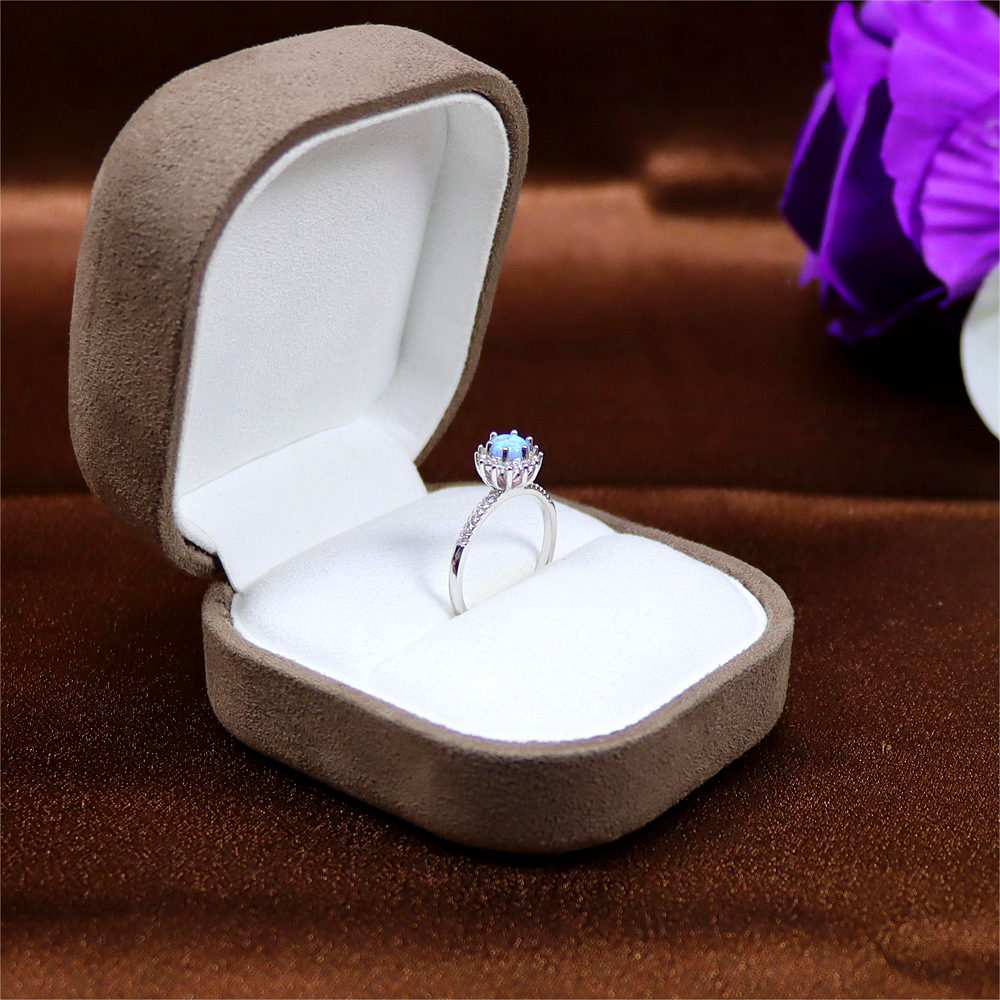 Silver S925 Set Colorful Diamond Opal Stone Broken Diamond Hollow Women's Ring