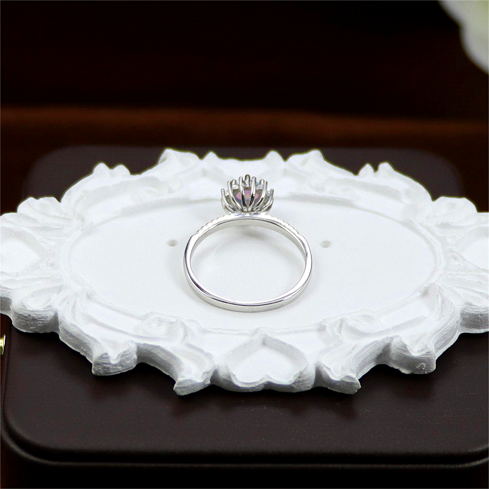 Silver S925 Set Colorful Diamond Opal Stone Broken Diamond Hollow Women's Ring