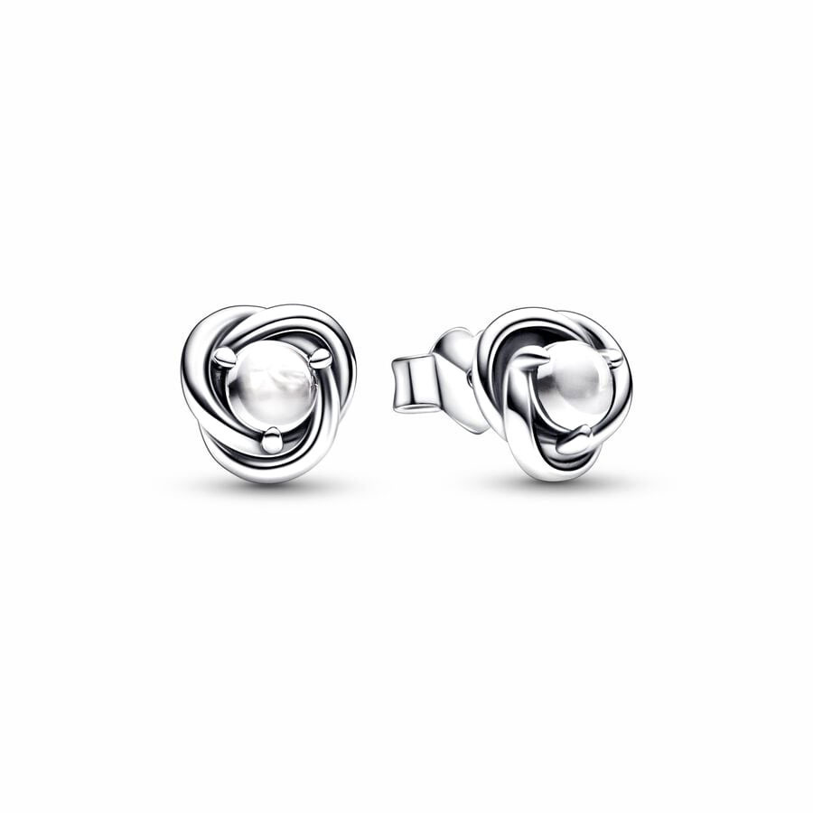 Pandora 925 Sterling Silver April Birthstone Eternity Circle Ring Stud Earrings