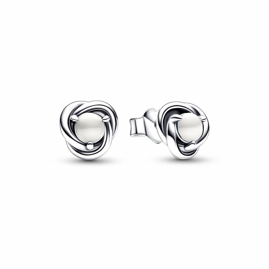 Pandora 925 Sterling Silver June Birthstone Eternity Circle Ring Stud Earrings