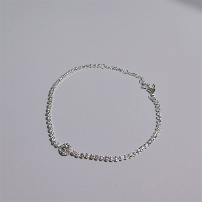 PANDORA 925 Silver Sparkling Halo Tennis Bracelet